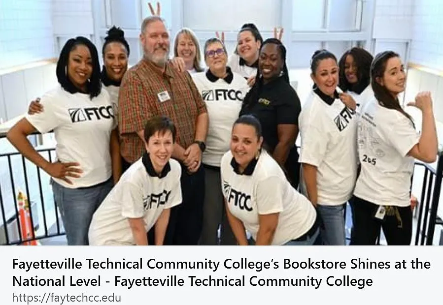 Photo of the FTCC Auxiliary Services/Bookstore Team in FTCC t-shirs
